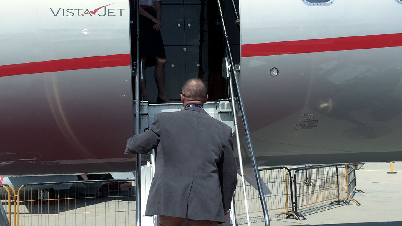 Consec Security operative entering a Private Jet in Dubai